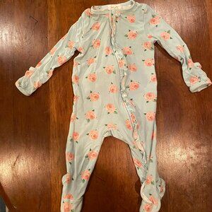 Angel Dear Floral Zip Footie Sleeper Girl Pastel 3‑6M Cozy Infant